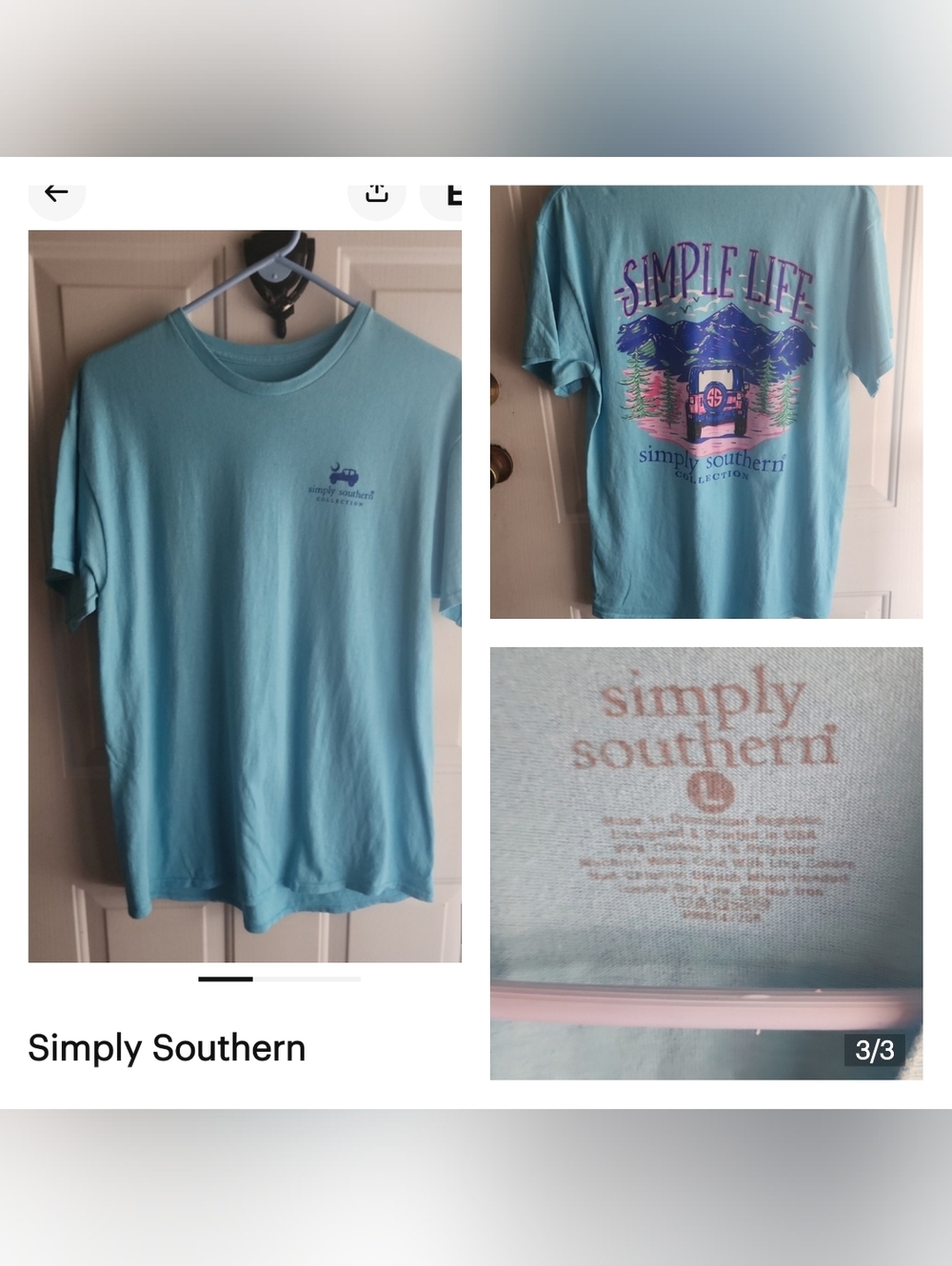 Simply Southern Light Blue Short Sleeve Crew Tee with Chest Logo